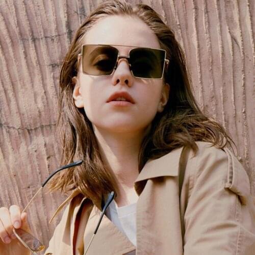 Big frame metal square sunglasses men fashion sun glasses vintage oversized new 2019 double beam ladies glasses Marine film pink