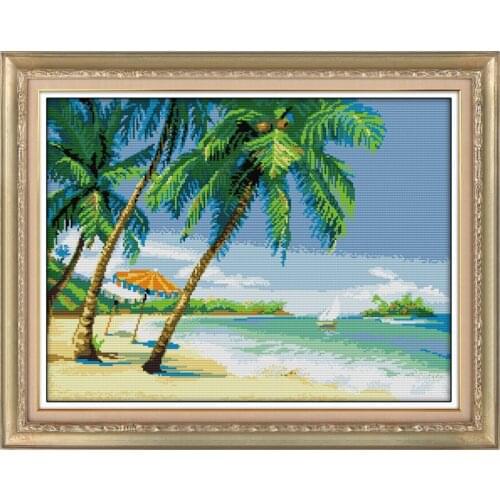 Seaside scenery Home Decor Cross Stitch Kits Printed Canvas DMC Counted printed Cross-stitch set Embroidery Needlework Kit DIY