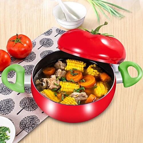 Creative Tomato Shape Soup Pot Pure Iron Baby Food Small Milk Pot Non Stick Coating Multi-function Gas Induction Cooker General