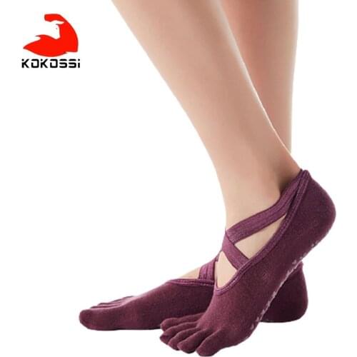 KoKossi Cross Full Toe Yoga Socks Concise Comfortable Breathable Soft Non-slip PVC Particles Sweat-absorbent Yoga Socks