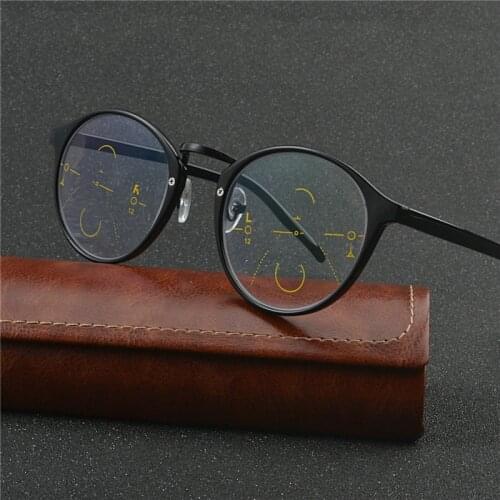 2019 new Retro classic round progressive reading glasses fashion men and women color multi-focus graduation glasses FML