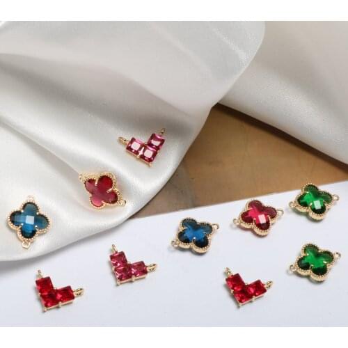 Customized copper plated gold zircon triangle love pendant diy handmade jewelry hand necklace earrings accessory material 1PCS