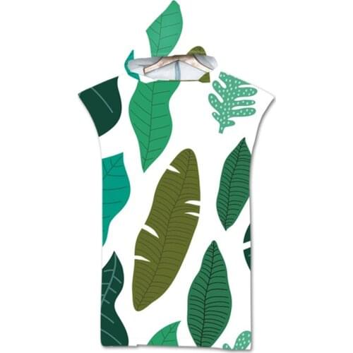 New leaves geometry Towel Adult Microfiber Dressing Robe Hooded Bath Towel Swimming Surfing Beachwear