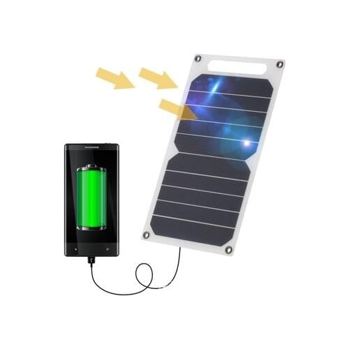ALLMEJORES Solar Charger 5V 5W Monocrystalline High Effiencicy Solar cell USB Portable Solar Power Charger