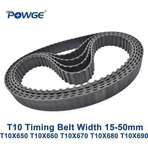 POWGE T10 Synchronous timing belt C=650/660/670/680/690 Width 15/20/25/30/40/50mm Rubber T10X650 T10X660 T10X670 T10X680 T10X690