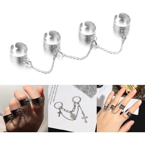 1PC Popular Fashion Women Lady Chain Joint Rings Multiple Finger Stack Knuckle Band Rose Crystal Ring Nice Jewelry Gift