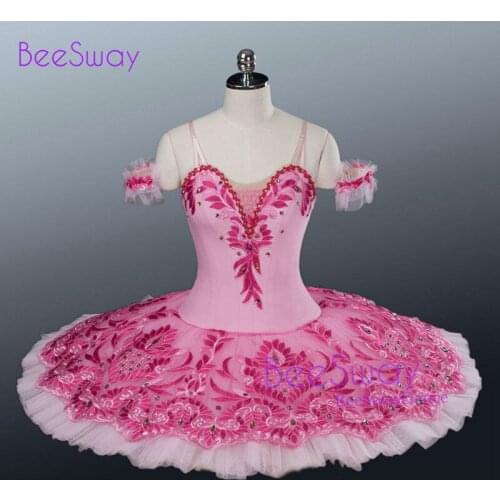Professional ballet tutu dress Pink classical ballet tutus for girls Pancake plate platter stage dance costume