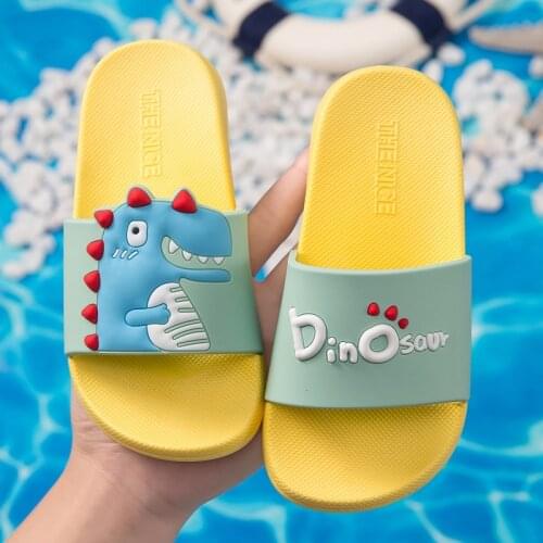 3D Dinosaur Slippers for Kids New Summer Boy Girl Beach Shoes Baby Toddler Soft Indoor Bathroom Slippers Flip Flops Children