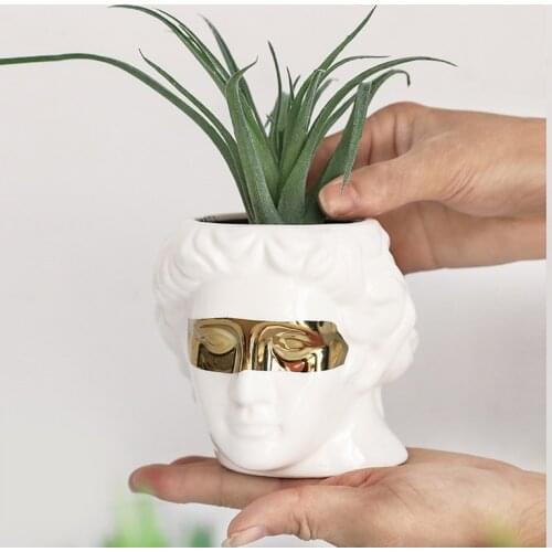 Modern David Vase Creative Human Head Flower Pot Decorative Ornaments Resin David Office Home Decor Living Room Decoration