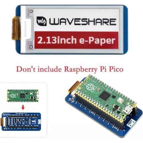 Waveshare 2.13 Inch E-Ink Display Screen E-Paper 212X104 Resolution Expansion Board for Raspberry Pi Pico