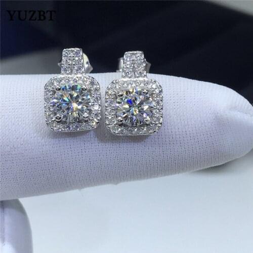 18K White Gold Plated Total 1 ct Excellent Cut Gemstone Diamond Test Past D Color Moissanite Square Drop Earrings for Women Gift