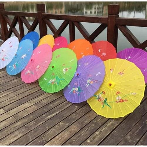 Adults Chinese Handmade Fabric Umbrella Fashion Travel Candy Color Oriental Parasol Umbrellas Wedding Party Decoration Tools SN