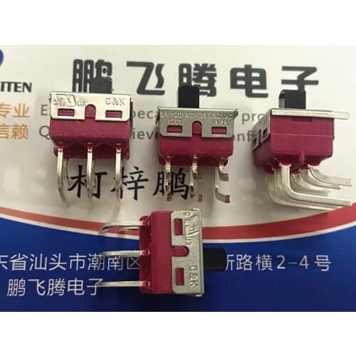 1PCS Original American C&k 1201M2S3AQE2 toggle switch curved foot 6 feet 2 gear horizontal sliding power supply 6A