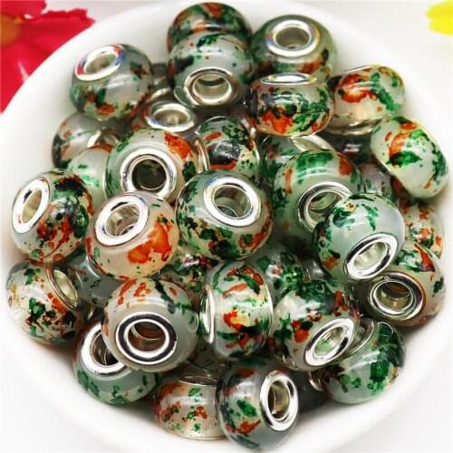10Pcs/Lot 8 Colors Flower Round Loose Large Hole Spacer Beads for Women Girls Jewelry Making Accessories Bulk Charms Kit