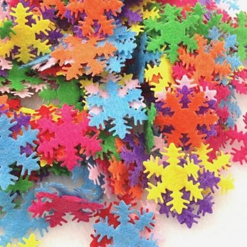 DIY 200pcs Padded Felt Mix Color Snowflake Appliques Craft Kids Doll Lots 25mm