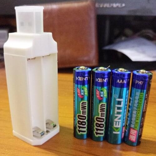 KENTLI 4pcs 1.5v 1180mWh AAA rechargeable Li-polymer li-ion polymer lithium battery +1 USB smart Charger