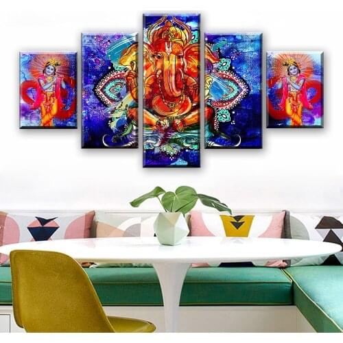 5d DIY Diamond Painting 5pcs Hindu Lord Ganesha And Krishna Cross Stitch Diamond Embroidery Needlework Rhinestone Home Decor