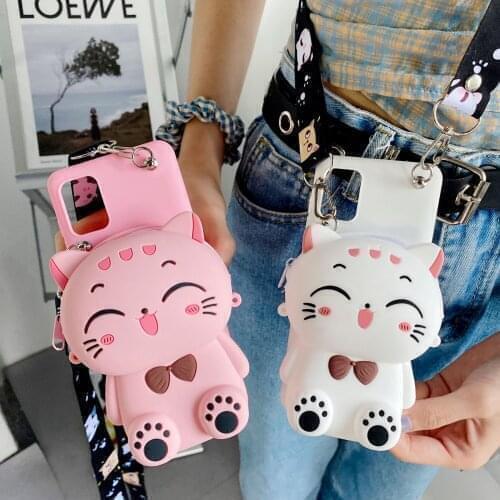 New 3D Cartoon Cat Wallet Bags Case For Xiaomi Mi A1 A2 Lite A3 Mix 2S Max 3 CC9 Pro Mi Play Cute Cover Soft TPU Shell