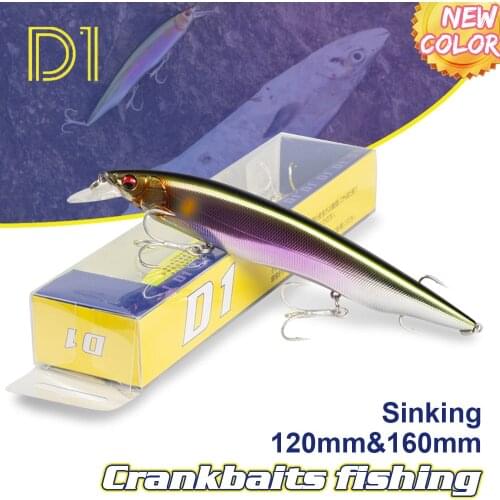 D1 Baits 2020 Wobblers Tungsten Beads Fishing Accessorie Crankbait 160mm &120mm 16g Sinking Minnow Fishing Lure of Pike mackerel