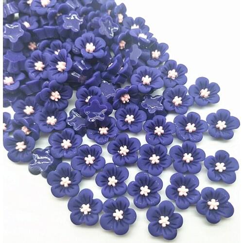 100Pcs 14mm deep blue Resin Flowers Decoration Crafts Flatback Cabochon For Scrapbooking Diy Accessories