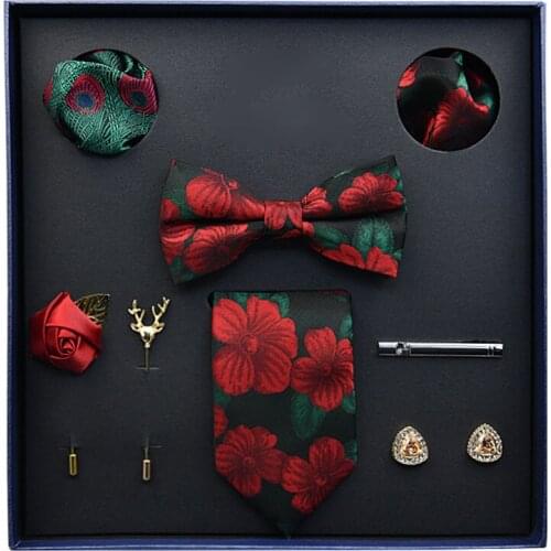 Mens Formal Business Tie Gifts Box Packing 8 Piece Set Gift A Luxurious Set for Elder Father or Husband and Boyfriend