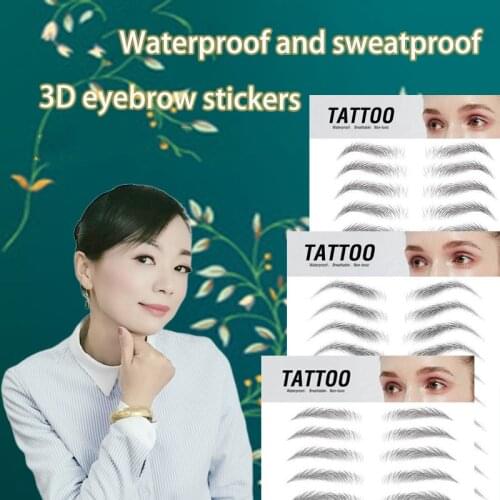 Ten pairs of long lasting natural 3d eyebrow stickers compound eyebrow makeup simulation water proof eyebrow tattoo stickers
