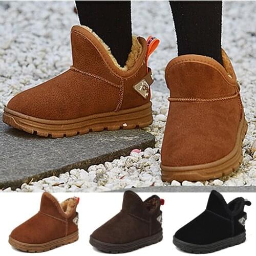 Children Snow Boots Winter Cotton Shoes Girls Boys thick Fur Plus Warm Short Boots For Kids Soft Sport Shoes Non-slip Sneakers