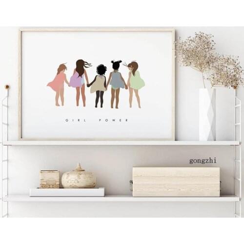 Feminist Poster Different Skins Girl Power Canvas Painting and Prints Inspirational Wall Art Pictures Bedroom Decor Girls Gifts