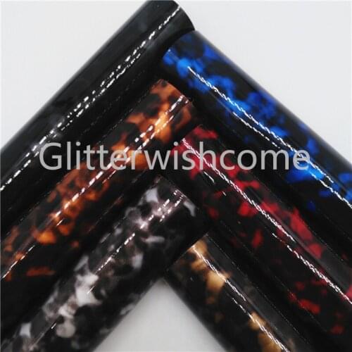 Glitterwishcome 21X29CM A4 Size Smooth Patent Faux Leather Fabric, Synthetic Leather Sheets VintageLeather for Bows, GM504A