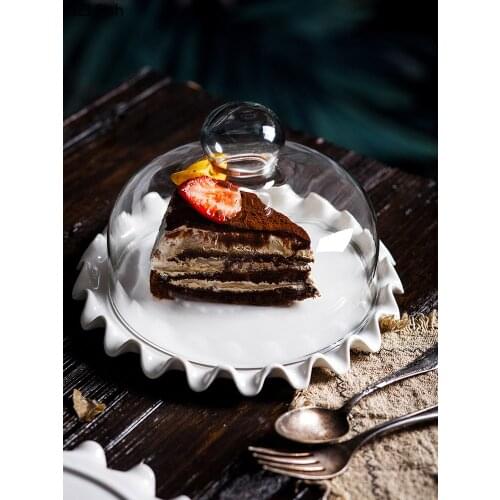 Ceramic Cake decorating tools Cart Desserts Fruit Tray Dessert Table Display Glass Cover Party Wedding Decoration Family Unit