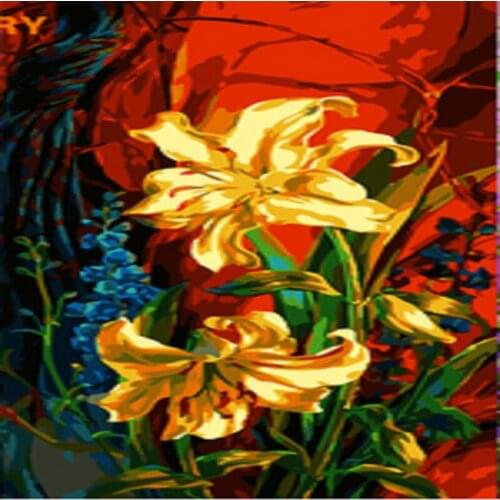 Lily Paints By Numbers Flower 50x65cm With Framed On Canvases Coloring Drawing Acrylic Painting By Number Picture Decor Wall Art