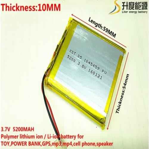 3.7V 5200mAh 105459 Lithium Polymer Li-Po li ion Rechargeable Battery cells For Mp3 MP4 MP5 GPS mobile bluetooth