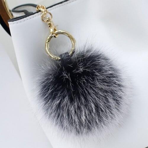 YIYI Fur Shop 10CM LuxuryFluffy Real Fox Fur Ball POMPOM