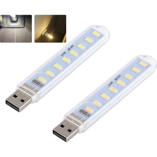 Mini Portable USB LED Book Light DC5V Ultra Bright Reading Book Lamp 8leds Lights For Power Bank PC Laptop Notebook