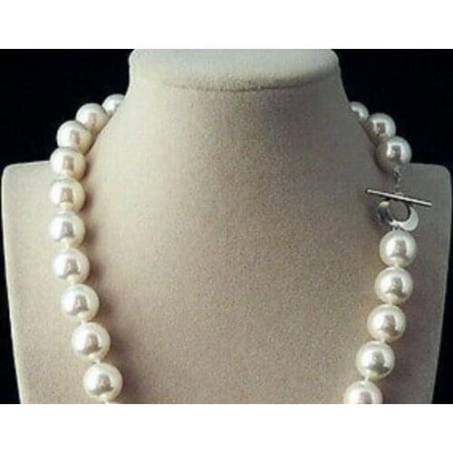 Fashion Natural 14mm AAA White shell pearl necklace 18" 36"