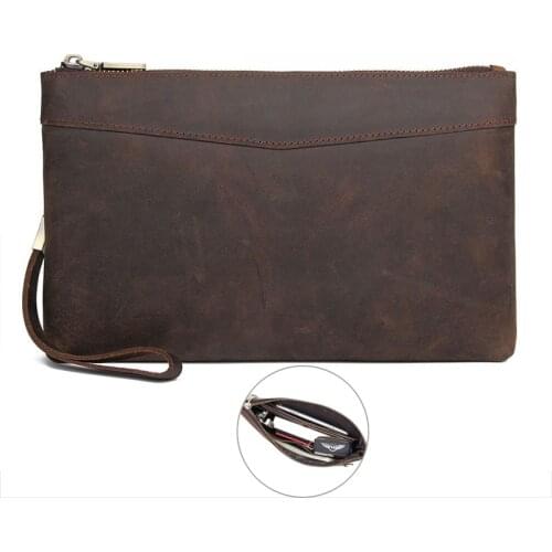 100% Cow Leather Men Wallets Genuine Leather Zipper Business Mens Clutch Bags RFID Long Billfold Large Capacity Male Handbag