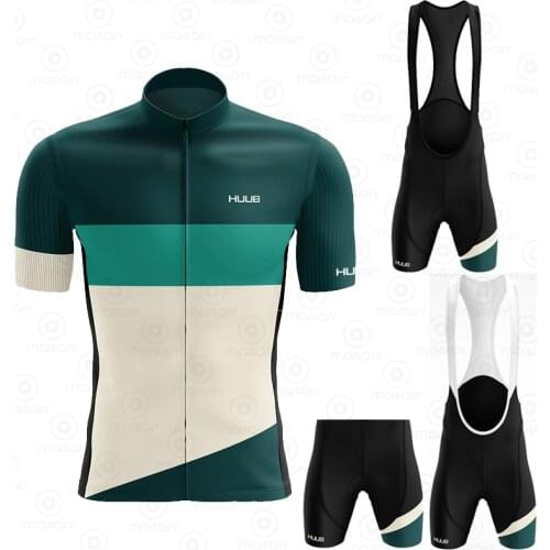 HUUB Men Cycling Jersey Sets Bib Shorts Set 2021 Summer Mountain Bike Bicycle Suits Anti-UV Bicycle Team Racing Uniform Clothes