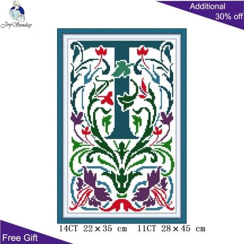 Joy Sunday Letter Home Decor J511 14CT 11CT Counted and Stamped Colorful Flowers Embroidery DIY Cross Stitch kit