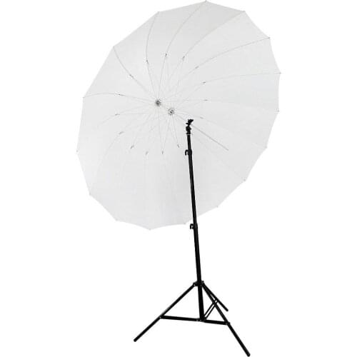72/185cm White Diffusion Parabolic Umbrella 16 Fiberglass Rib 7mm Shaft, includes Portable Carrying Bag