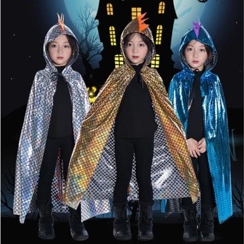 Christmas Shing Dragon Dinosaur 110 Cape Halloween Cartoon Cosplay Costume Hooded Cloak Boys Kids Girls Anime Super Heros Party