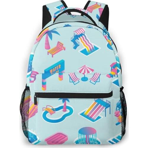 OLN Women Backpack with Multiple Using Women Backpacks Aqua Park Isometric Flat Female School Bag Girls Travel Bag