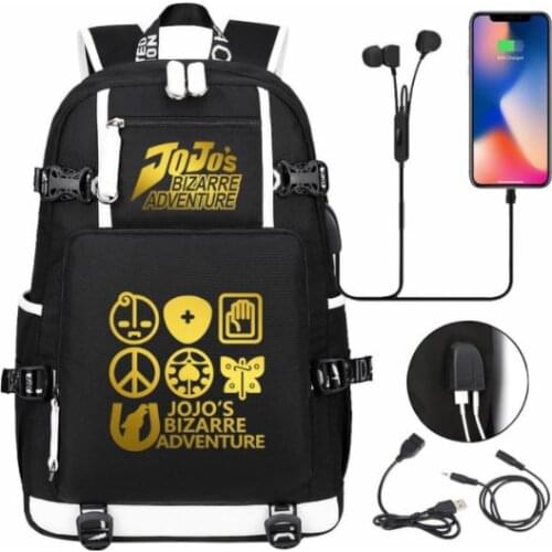 Jojo Bizarre Adventure School Backpack Anime Knapsack Rucksack Travel Bags Large Waterproof Multifunction USB Charging Backpack