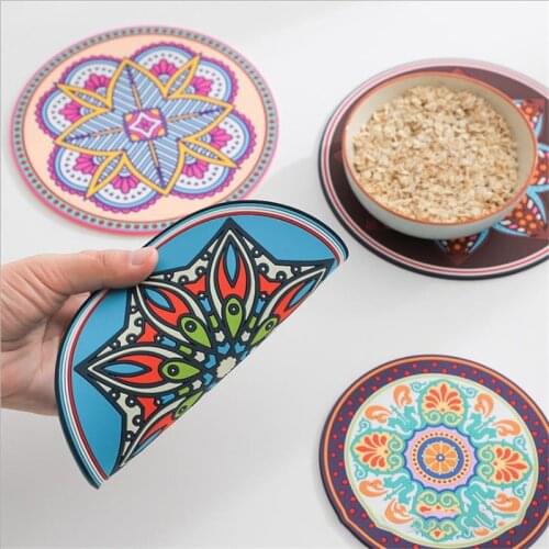Silicone Food Mat Heat-resistant Pads Round Heat Insulation Dining Tableware Table Coasters Bowl Cup Coaster Kitchen Accessorie