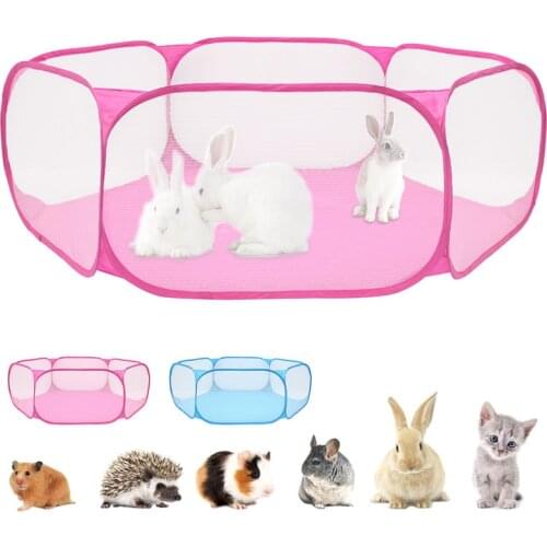 Portable Pet Fence Foldable Small Dog Cat Animal Cage Game Playground Fences for Hamster Chinchillas and Guinea- Pigs