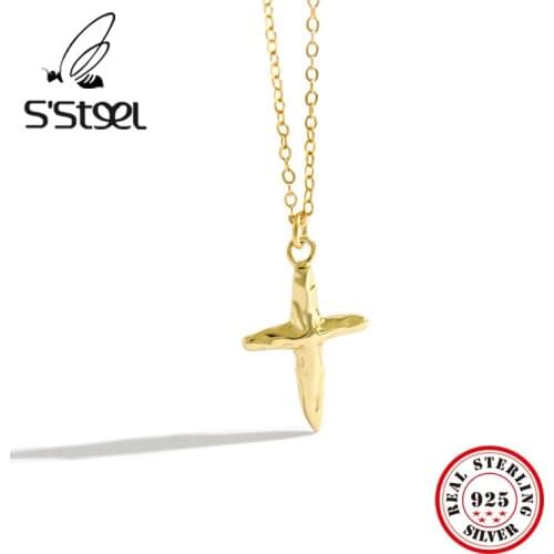 SSTEEL 925 Sterling Silver Pendants Necklaces Cross Necklace Collier Femme 2021 Gifts For Women Luxury Designer Fine Jewelry
