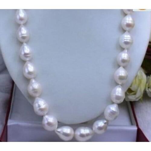 Jewelry Pearl Necklace 18" HUGE 11-13MM REAL SOUTH SEA WHITE PEARL NECKLACE Free Shipping