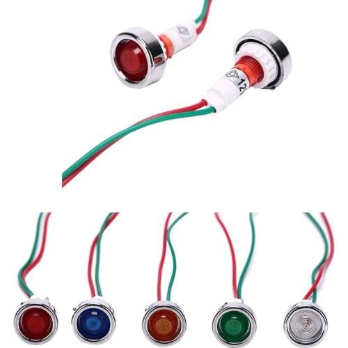 1/10pcs Car Boat 12V 10mm LED Indicator Light Pilot Dashboard Panel Warning Lamp Wired IP45