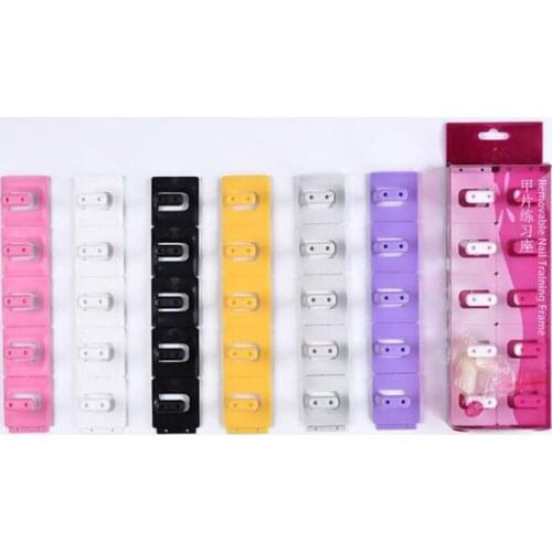 10 tips+10 Removable Nail Training Frame, Natural False Nail Art Practice Tips Stick Display Pallet DIY Manicure Tools