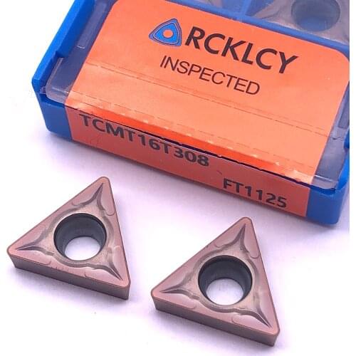 10pcs RCKLCY TCMT16T308 FT1125 tungsten Carbide Turning Inserts Blade cnc Lathe Cutter Tool for steel stainless