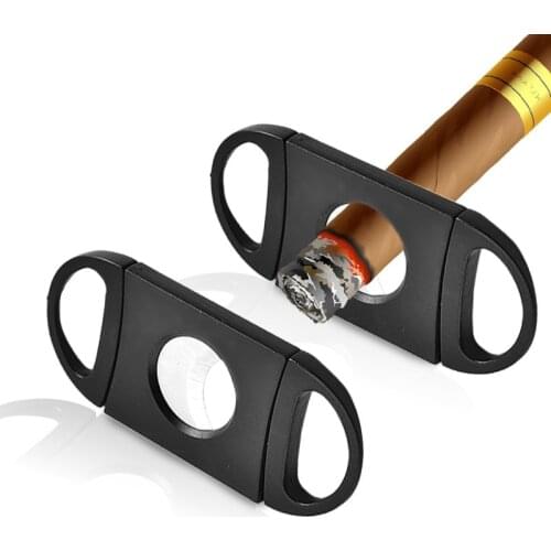 100Pcs Plastic Stainless Steel Cigar Cutter Pocket Small Double Blades Cigar Scissors Black Cigar Knife Smoking Accessories
